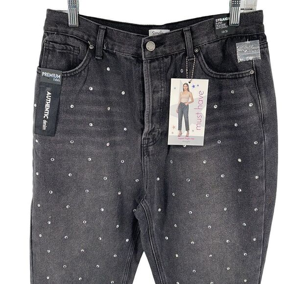 Simple Society distressed high rise button fly straight leg jeans NEW Y2K 0 24 - Picture 6 of 16